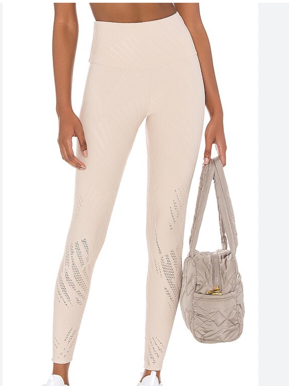 Onzie Selenite Midi Legging in Cuban Beige & MUDRA SPORTS BRA set